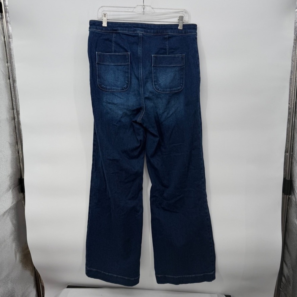 LC Lauren Conrad Wide Leg Jeans High Rise Patch Pocket Denim Blue Size 14 - Picture 2 of 10